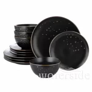 Image of 12 Piece Ebony and Gold Dinner Set