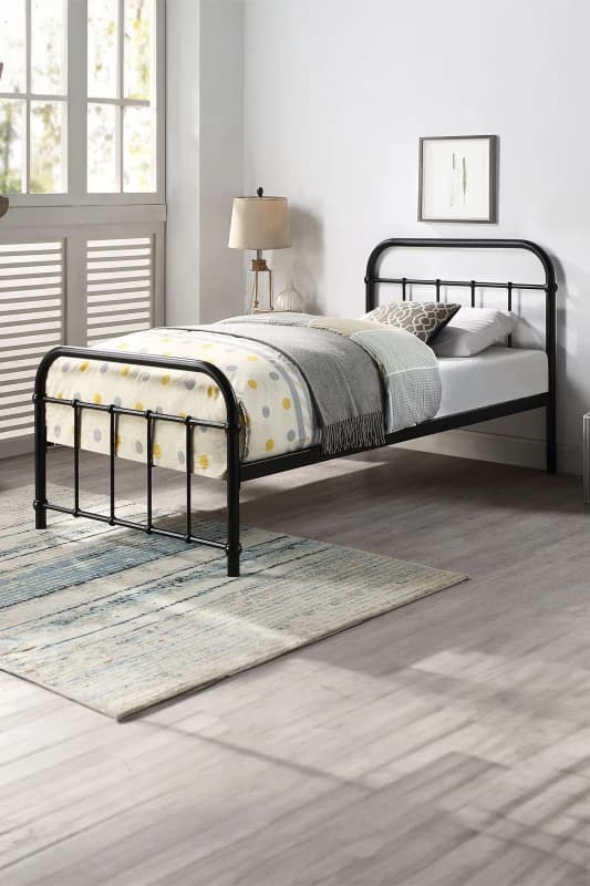 Image of SLUMBERWORX Tewin Traditional Hospital Style Black Metal Bed Frame - Double 5055744825902