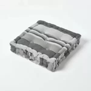 Image of HOMESCAPES Morocco Striped Cotton Floor Cushion Grey - Grey