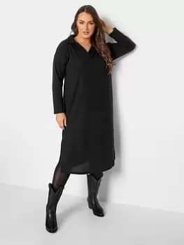 Image of Yours Soft Touch Polo Neck Rib Dress - Black, Size 22-24, Women