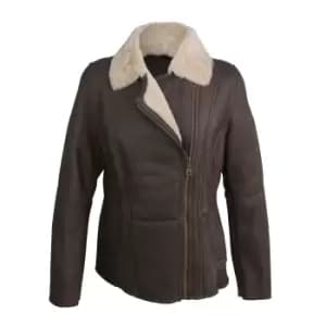 Image of Eastern Counties Leather Womens/Ladies Celene Aviator Sheepskin Coat (18) (Chocolate Forest)