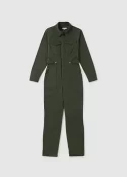 Image of Good American Womens Fit For Success Long Sleeve Jumpsuit In Fern