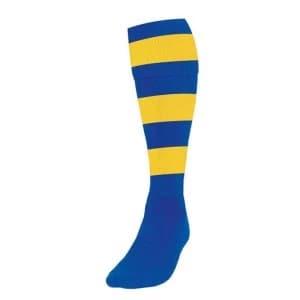 Image of Precision Hooped Football Socks Boys Royal/Yellow