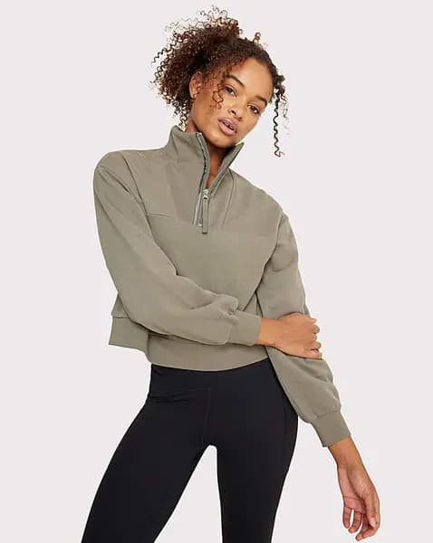 Image of Chelsea Peers Chelsea Peers Quarter Zip Sweater Khaki Female 16 HW08704