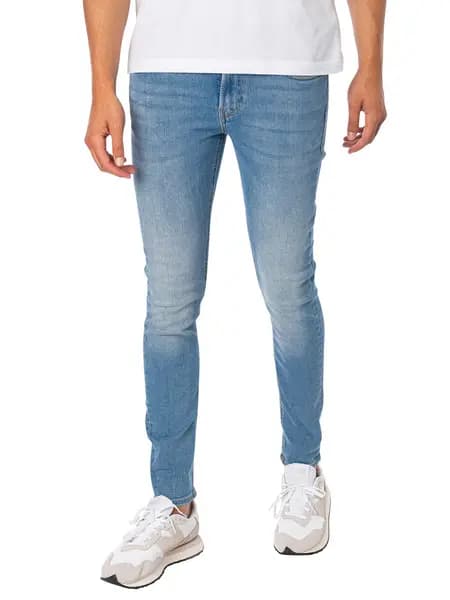 Image of Jack & Jones Blue Denim Liam Original Skinny Jeans L/Stnwash Male 32R 211021UK