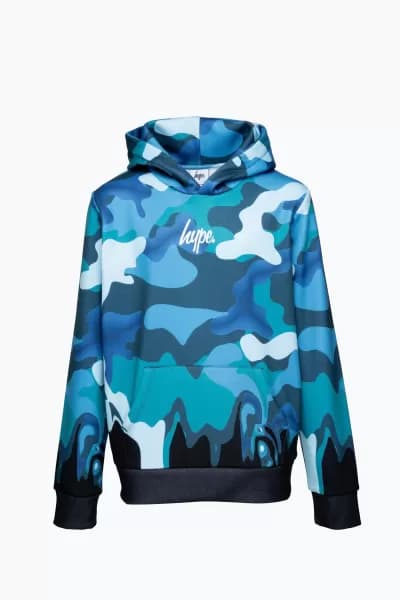 Image of Blue Camo Drip Hoodie