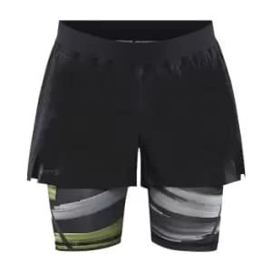 Image of Craft Mens CTM Distance 2 in 1 Shorts (XL) (Yellow/Grey/Black)