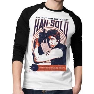 Image of Star Wars - In It For The Money Mens XX-Large Baseball Shirt - White