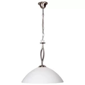 Image of Capric Dome Pendant Ceiling Lights Steel Brushed, Glass Opal Matt