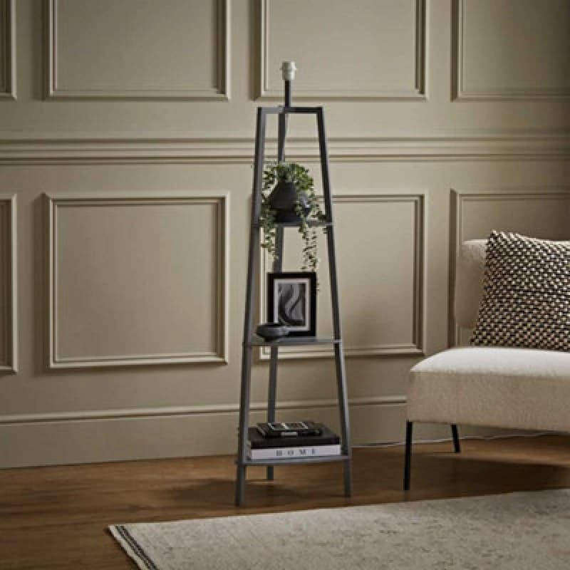 Image of ValueLights Grey Illuminated Floor Shelf Grey