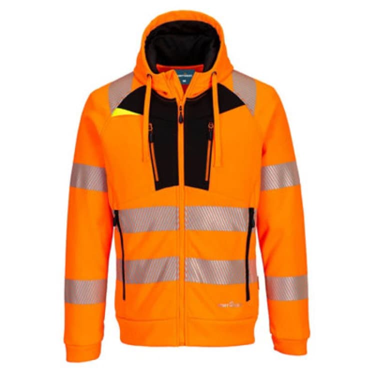 Image of Portwest DX4 Hi Vis Funnel Neck Zipped Sweatshirt DX477OBR4XL Colour: Orange / Black