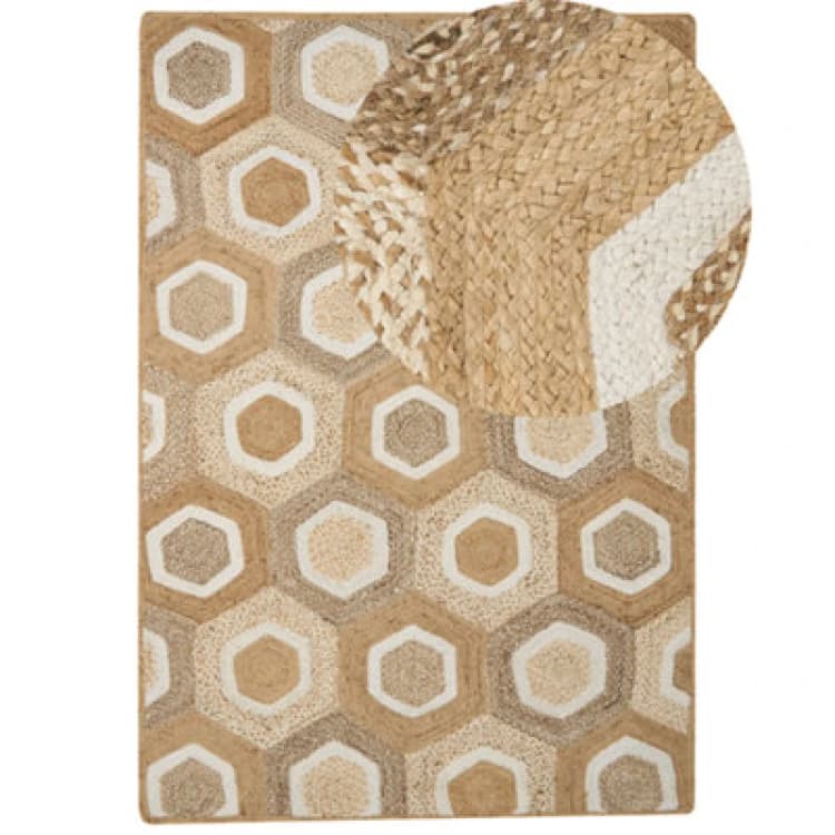 Image of Beliani Rug Basoren Beige 160 X 230 Cm Jute
