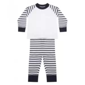 Image of Larkwood Baby Boys/Girls Striped Pyjamas (12-18 Months) (Navy/White)