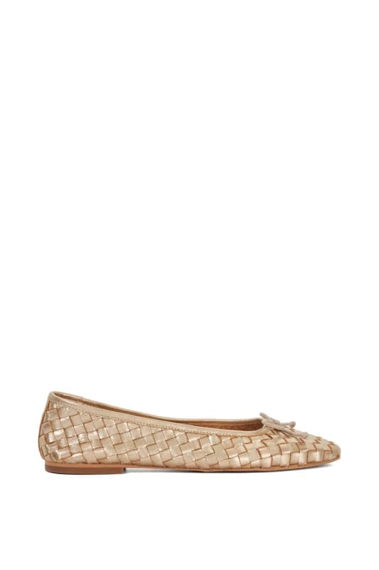 Image of Dune London 'Heat' Leather Ballet Pumps Gold