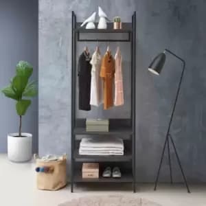 Image of Zahra Open Wardrobe With Four Shelves - Black