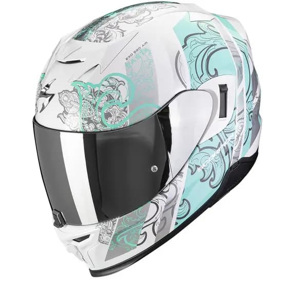 Image of Scorpion Exo-520 Evo Air Fasta White-Light Blue Full Face Helmet Size XS