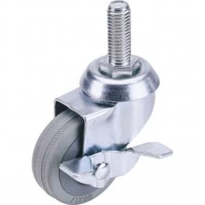 Image of Draper Swivel Bolt Fixing Rubber Wheeled Castor and Brake 100mm