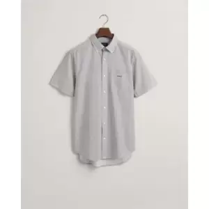 Image of Gant Reg Micro Print Ss Shirt Evening Bl - Blue