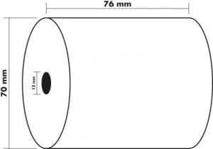 Image of Receipt Rolls 2ply 57g 76x70x12mm 25mm PK10