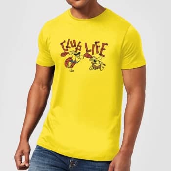 Image of The Flintstones Club Life Mens T-Shirt - Yellow - XS - Yellow
