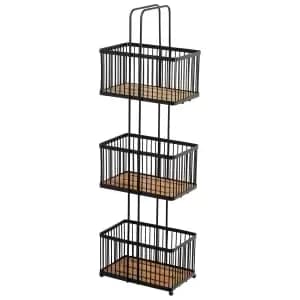 Image of Crodyex 3 Tier Black and Wood Storage Unit - 730 x 220mm