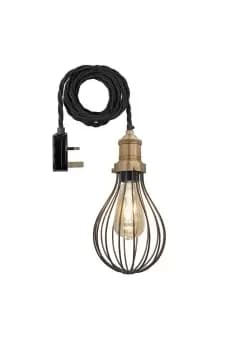 Image of Brooklyn Balloon Cage Pendant, 6 Inch, Pewter, Brass Holder With Plug