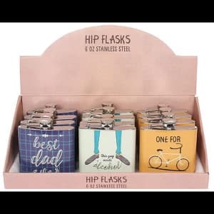 Image of Set of 12 Classic Gent Hip Flasks in Display