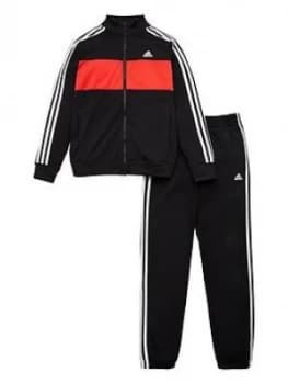 Image of Boys, adidas Girls 3 Stripe Full Zip Jogger Set - Black, Size 9-10 Years