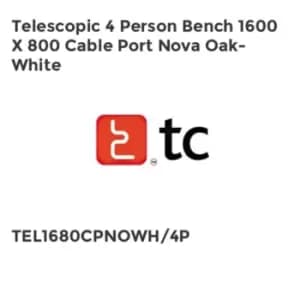 Image of TC Group Telescopic 4 Person Bench 1600 x 800 Cable Port Nova Oak-White