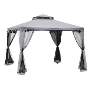 Image of Outsunny 3 x 3 Meter Metal Gazebo Garden Outdoor 2-tier Roof Marquee Party Tent Canopy Pavillion Patio Shelter with Netting - Crey