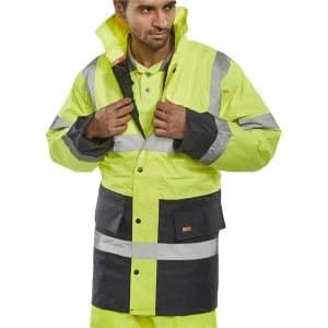 Image of BSeen Hi Vis Heavyweight Two Tone Traffic Jacket Small YellowNavy Ref