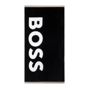 Image of Boss Home Font Beach Towel - Black