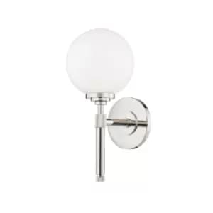 Image of Bowery 1 Light Bath Bracket Polished Nickel, Glass