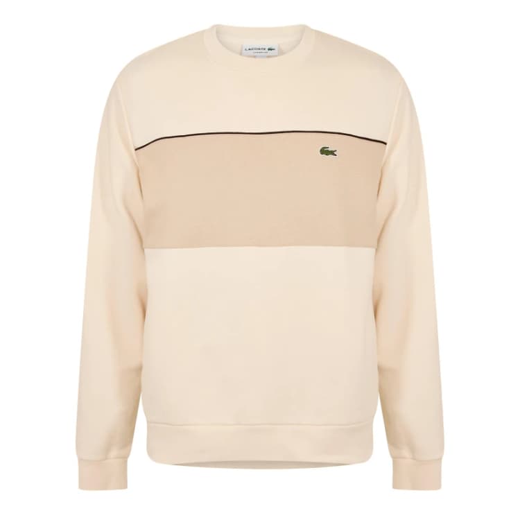 Image of Lacoste Mens Black Crew Sweatshirt Beige 3RR male S