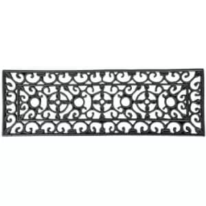 Image of Black Wrought Iron Effect Parisian Rubber Doormat 75 x 25cm - Black - Homescapes