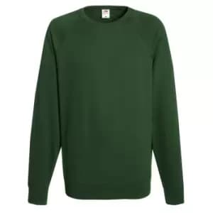 Image of Fruit Of The Loom Mens Lightweight Raglan Sweatshirt (240 GSM) (L) (Bottle Green)
