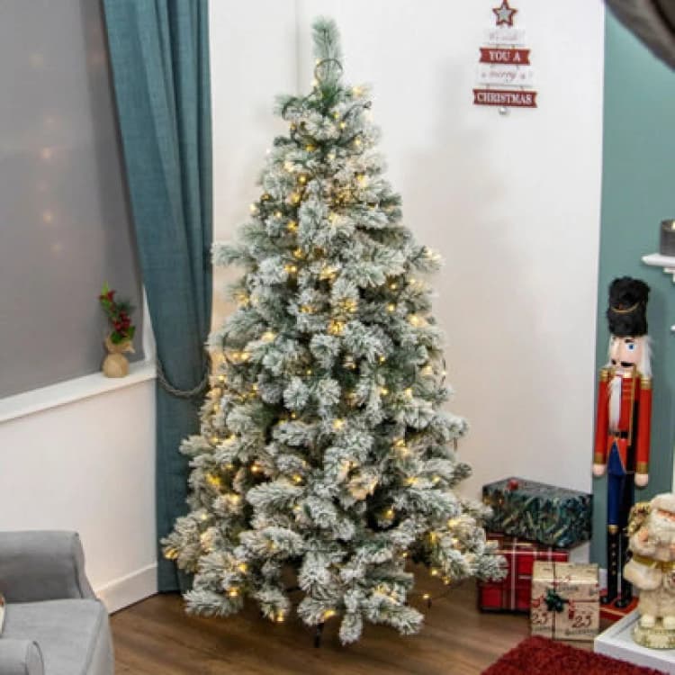 Image of Christmas Workshop 6ft Pre-Lit Deluxe Snowy Wild Christmas Tree 72049