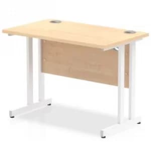 Image of Trexus Rectangular Slim Desk White Cantilever Leg 1000x600mm Maple Ref