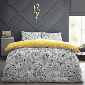 Image of Doodles Duvet Cover Set White/Black