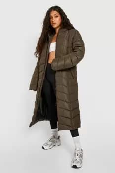 Image of Longline Faux Fur Trim Parka