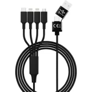 Image of Smrter USB charging cable USB-A plug, USB-C plug, USB Micro-B 3.0 plug , Apple Lightning plug, Apple Lightning plug 1.20 m Black SMRTER_ELITE_L_BK