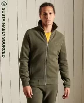 Image of Superdry Mens Organic Cotton Vintage Logo Zip Track Top Khaki / Olive Marl - Size: S