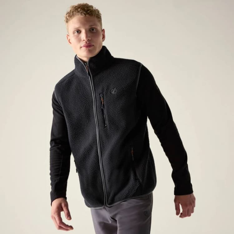 Image of Dare 2b Mens Camber Full Zip Fleece Gilet in Jet Black Size: 3XL Jet Black Male 3XL