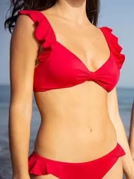 Image of DORINA Minori Triangle Bikini Top - Red, Size 10, Women