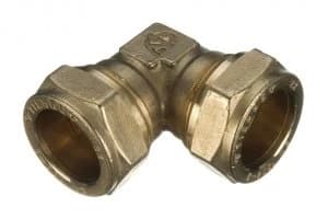Image of Wickes Brass Compression Elbow - 15mm Pack of 2