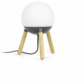 Image of Faro Mine - 1 Light Table Globe Lamp Wood, Dark Grey, E27