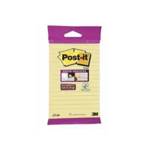 Image of Post- It Lined Super Sticky Notes Canary Yellow 45 Sheets 152 x 101mm, Yellow