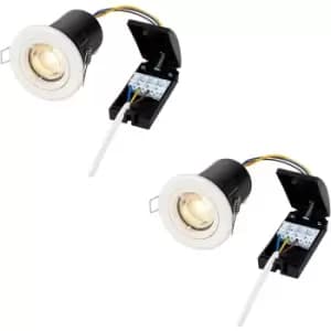 Image of 2 PACK Recessed Fixed Ceiling Downlight - 50W GU10 Reflector - Matt White