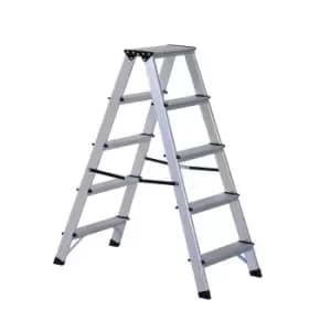 Image of HOMCOM Foldable Aluminum Ladder A-Type Multi-functional Folding Step Platform - Silver