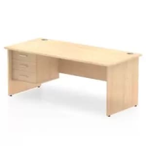Image of Impulse 1800 Rectangle Panel End Leg Desk MAPLE 1 x 3 Drawer Fixed Ped